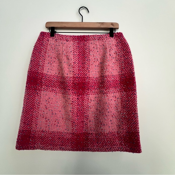Nwt Talbots Confetti Plaid Tweed A-line Skirt Wool Blend Pink Preppy retro - Picture 9 of 11